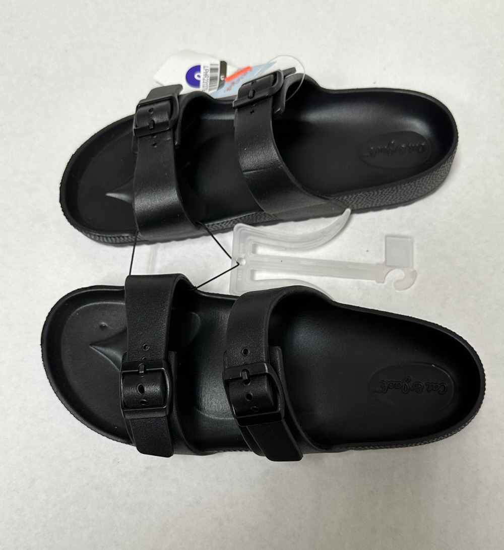 Cat & Jack Kids' Girls Noa Footbed Sandals Black Size 6